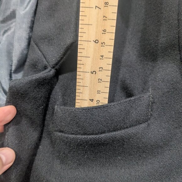 Wool Black Blazer Padded Shoulders Button Down Patch Pocket - Picture 5 of 7